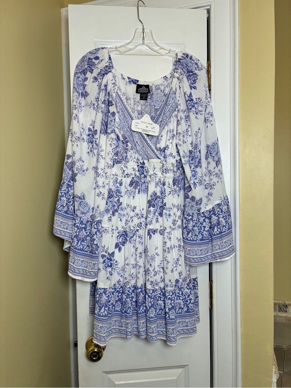 Angie Blue & White Floral Midi Dress